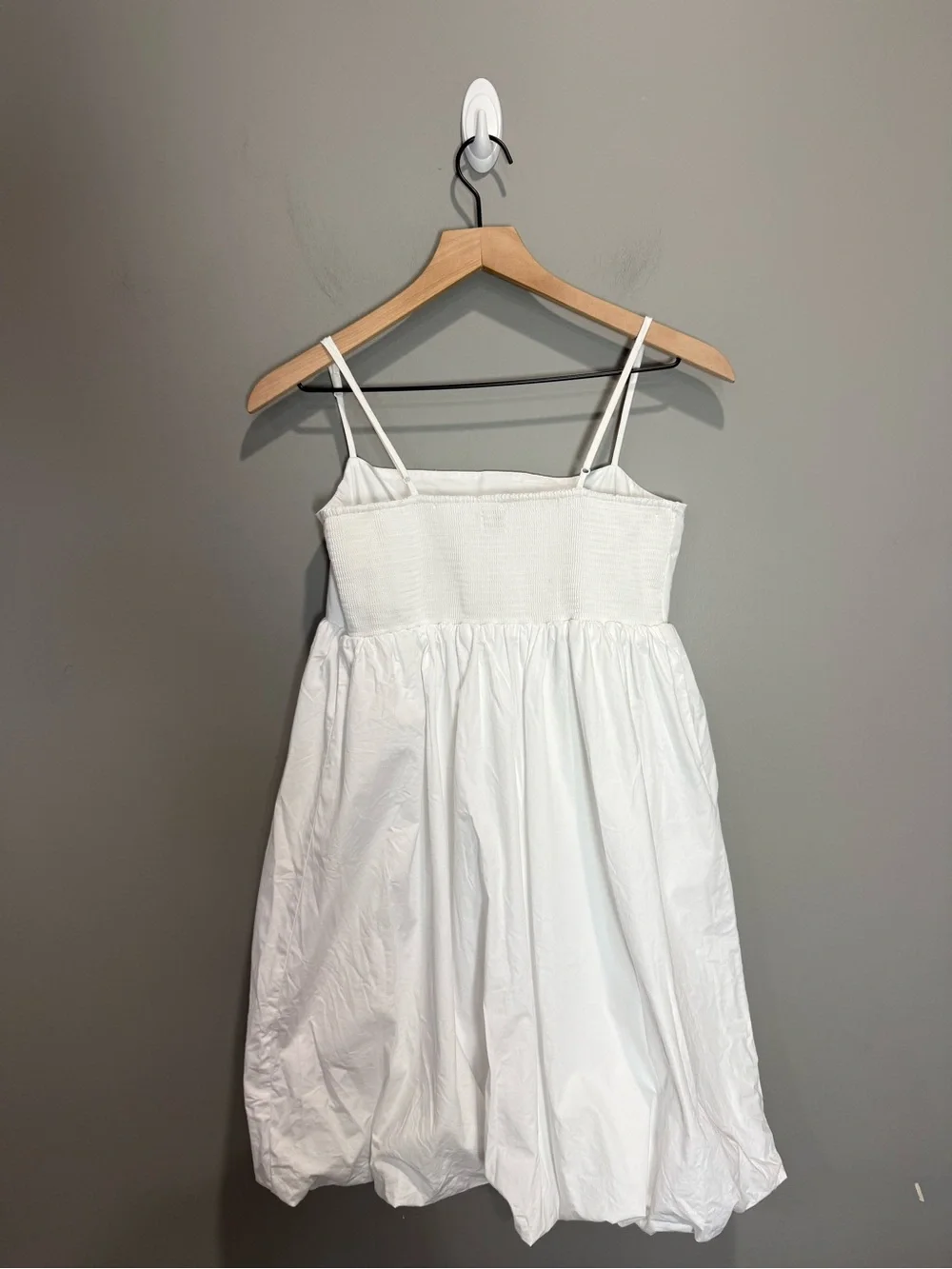 Aritzia Sunday Best Elio Poplin Dress M White Bubble Hem Cotton Mini Sorority